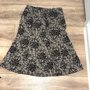 Black and light Brown Ann Taylor long‎ Flow Skirt with Flare. Loft. 8.